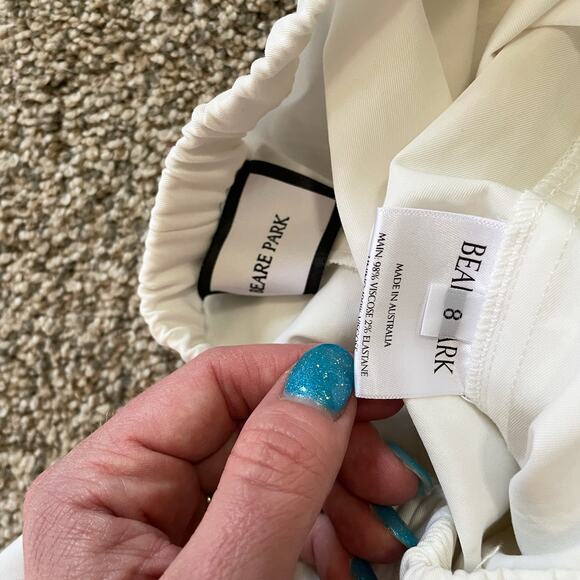 BEARE PARK elastic waist pant in ivory Size 8 - Picture 8 of 8
